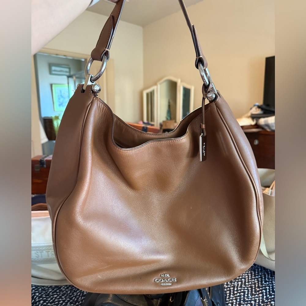 Coach Nomad Hobo Glovetanned Leather Handbag Saddle Brown Style No. 36026
